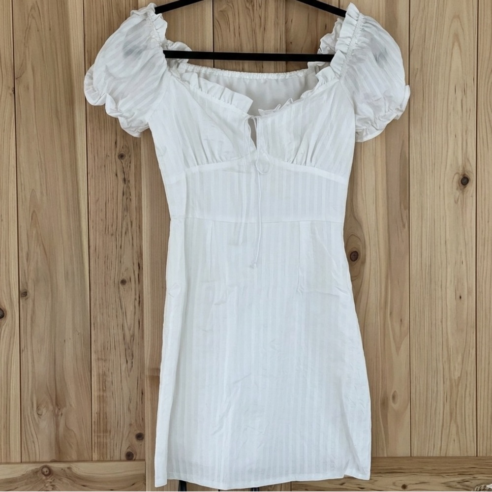 Romantic White Puff Sleeve Mini Dress